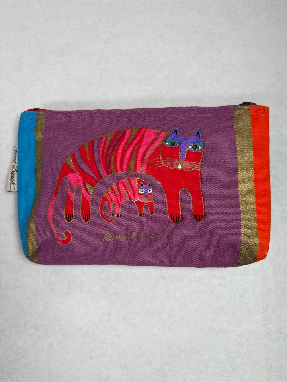 NWOT Laurel Burch Fantastic Felines Cat Organizer Makeup Jewelry Zip Bag Vintage